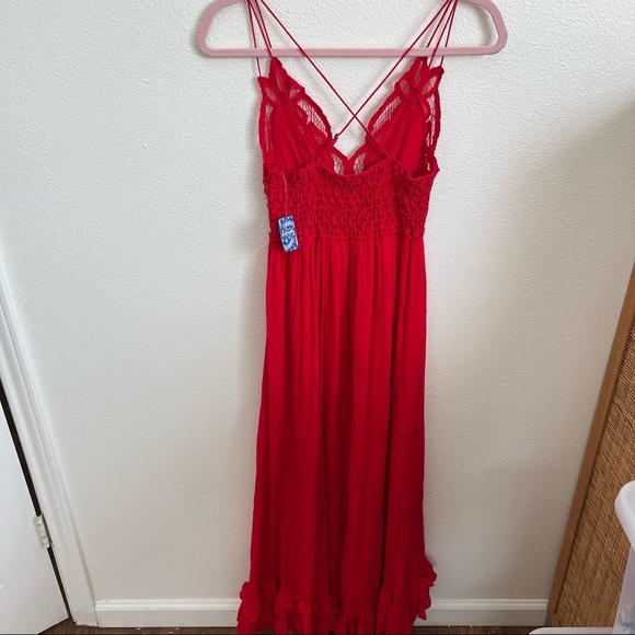 Free People / NWT FP One Bright Red Adella Maxi Slip Dress - Picture 7 of 8